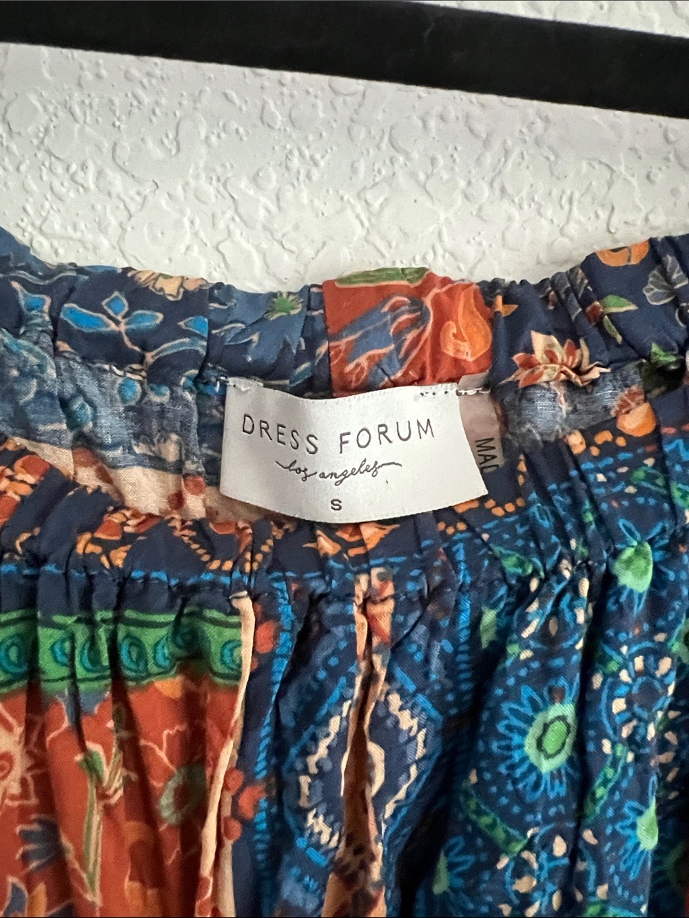 Dress Forum Printed Off-Shoulder Maxi Dress in Navy & Rust - Picture 2 of 3